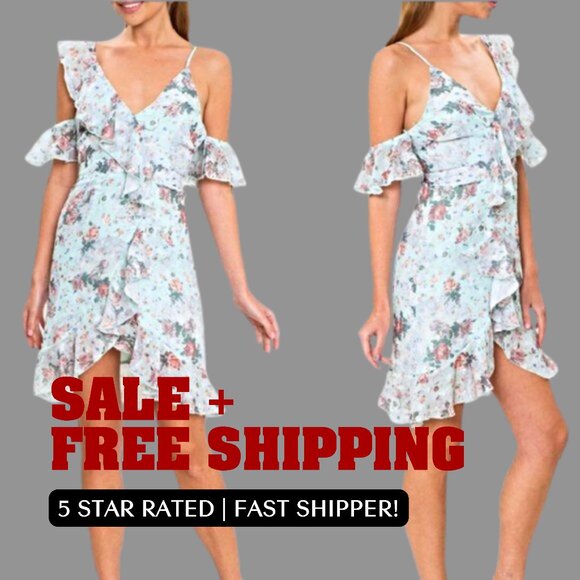 Heiress Blank Dresses & Skirts - Mint blue/green, floral, ruffle, short, mini, day to night, summer dress